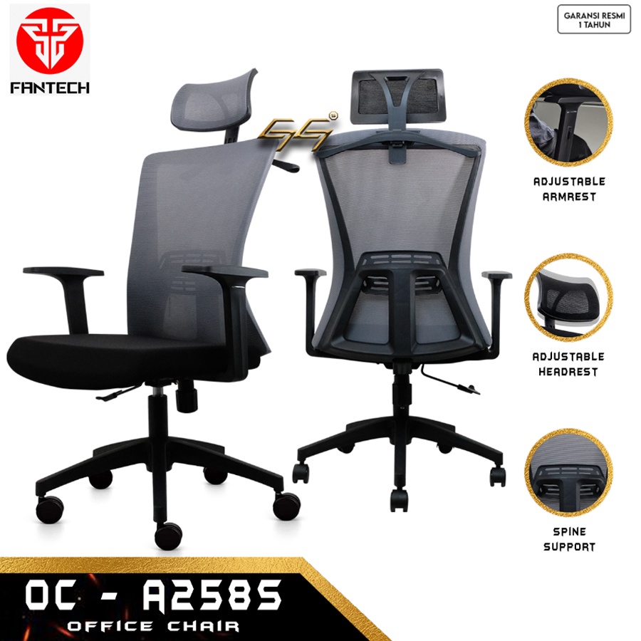 Ergonomic Office Chair With Adjustable Armrest Fantech OCA258S OCA-258S OCA 258S Kursi Kantor Ergonomis Fantech