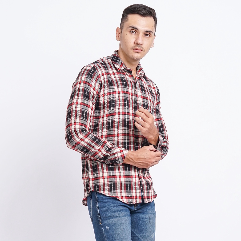 Kemeja Flanel Pria Lengan Panjang Kemeja Motif Kotak Kotak Premium Kemeja Cowok 1