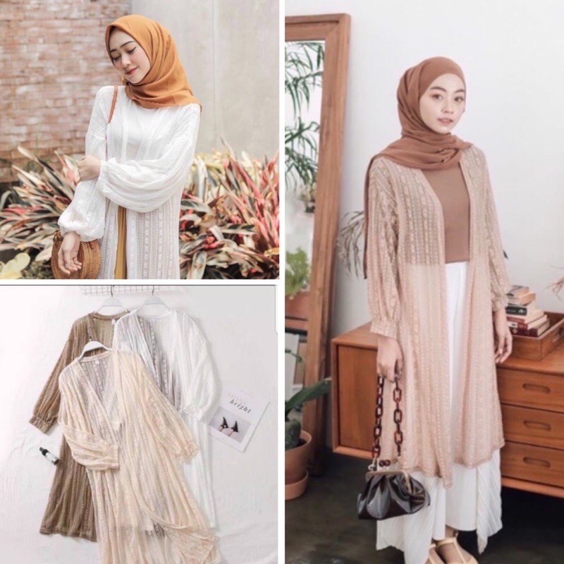 LONG OUTER CARDIGAN LACE DINDA IMPORT / busana pantai