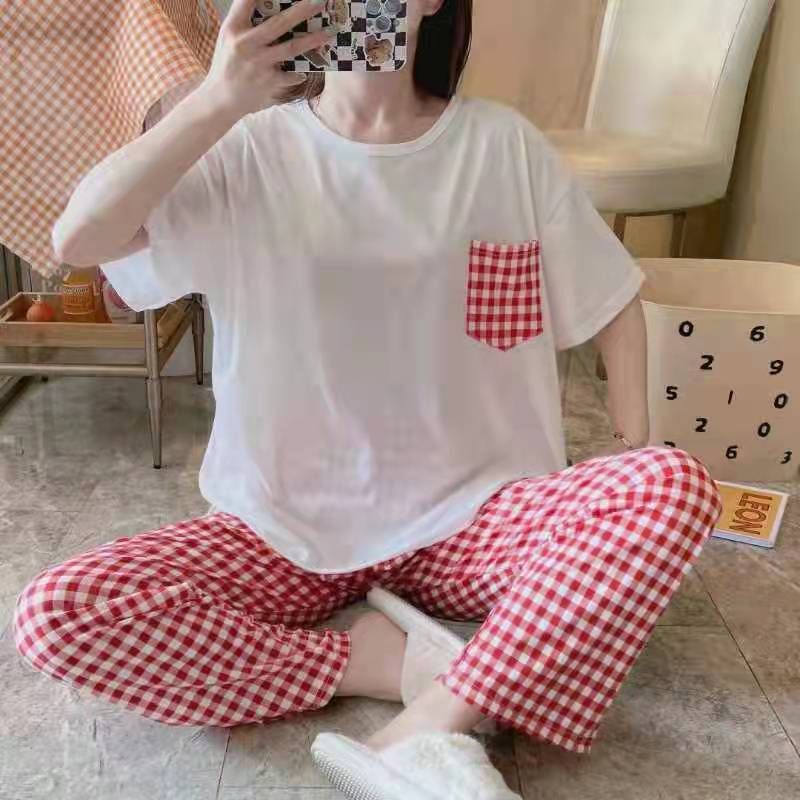 Piyama CP wanita baju tidur import jumbo/bigsize-CP SAKU PUTIH
