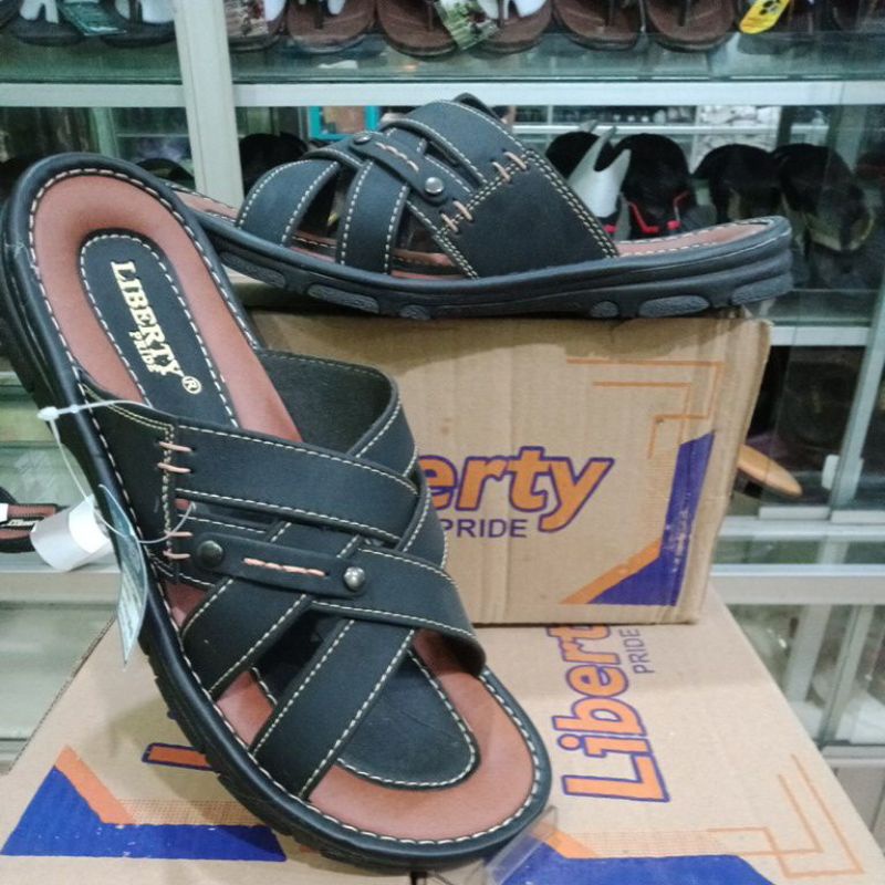 (cod)sandal kulit pria liberty tali silang dijamin 100% berkualitas