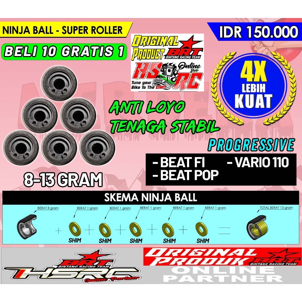 SUPER Roller Racing BRT Ninja Ball BEAT Fi POP ESP Street New Injeksi 8 9 10 11 12 13 Gram