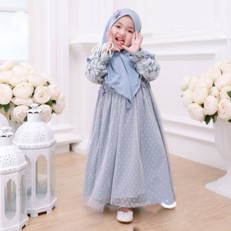 SYARI DITYA KID ANAK, BRUKAT TILE MOSCREPE, GAMIS HIJAB MUSLIM, MAXY DRESS