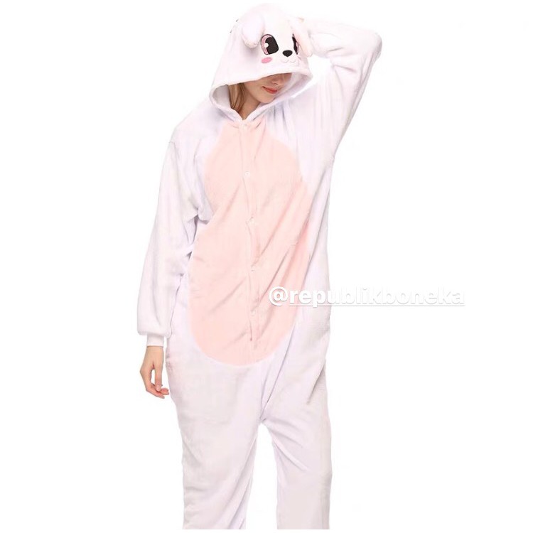 BAJU ONESIE KOSTUM KELINCI PINK RABBIT BUNNY COSPLAY BAJU TIDUR PIYAMA