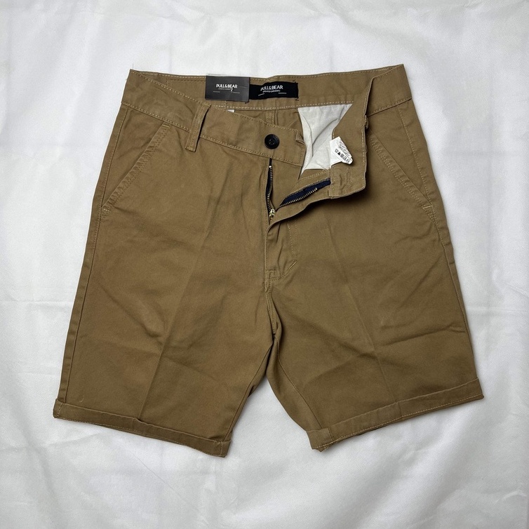 CELANA PENDEK PRIA CHINOS TROUSERS PULL&amp;BEAR P&amp;B PULL AND BEAR SHORTS PULLANDBEAR BLACK HIJAU ARMY