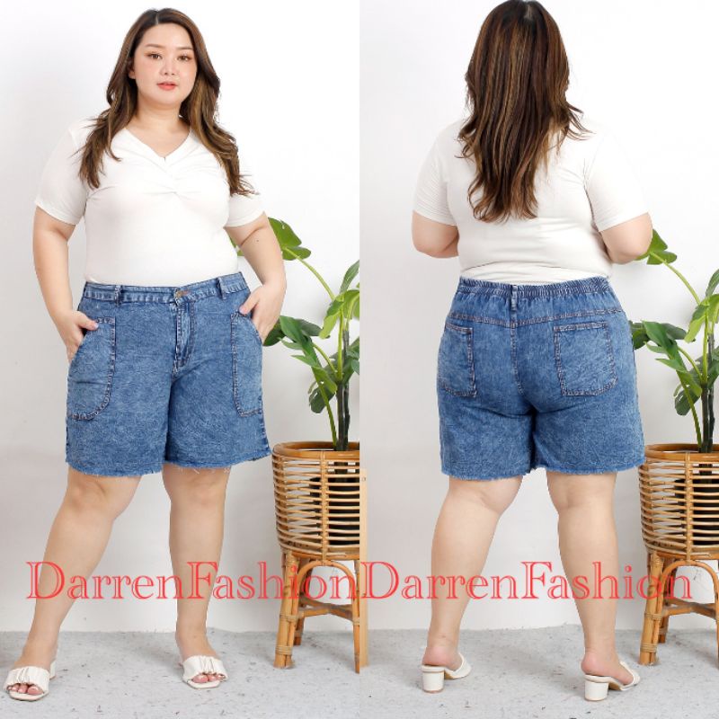 Celana Pendek Wanita Jeans Denim Lala Super Jumbo Big Size