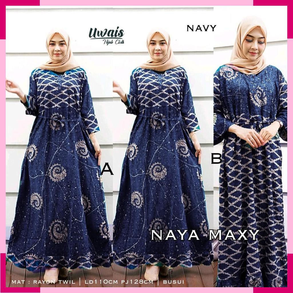 DRESS GAMIS MOTIF. FASHION MUSLIM WANITA. BY UWAIS