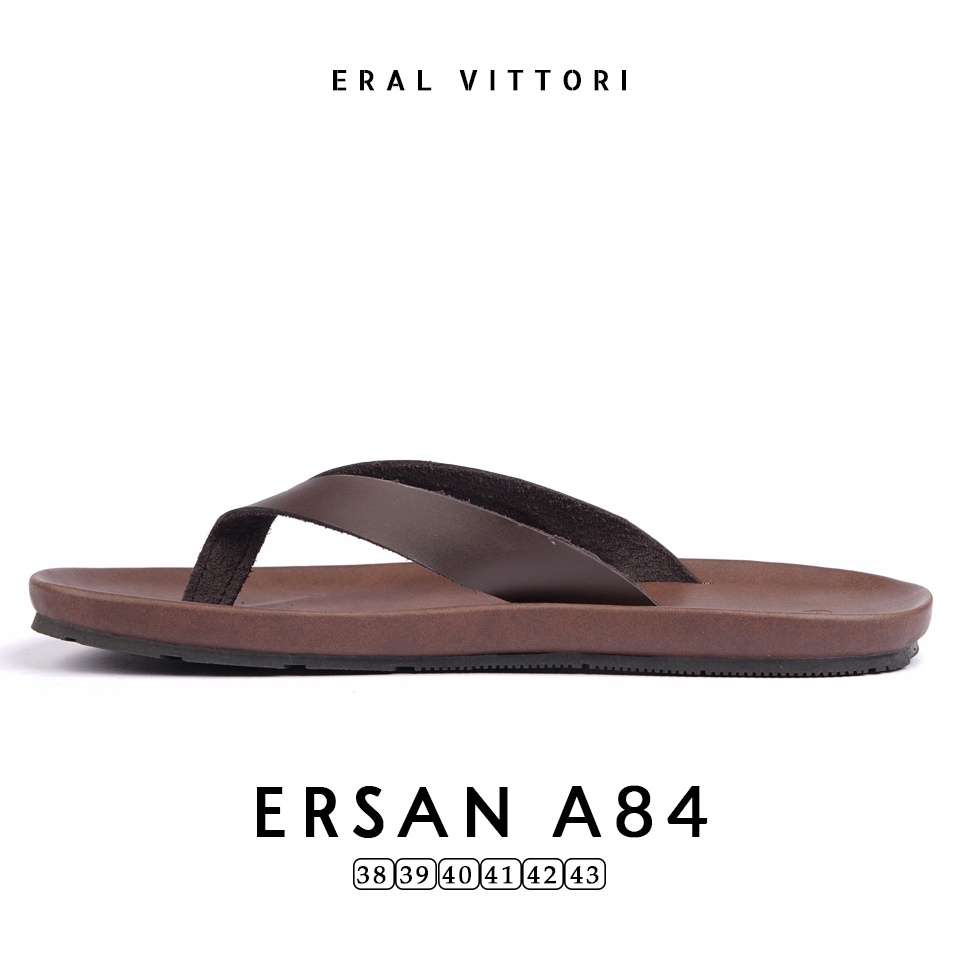 Eral Vittori - Ersan A84 Sandal Pria Kulit Harian Santai Coklat