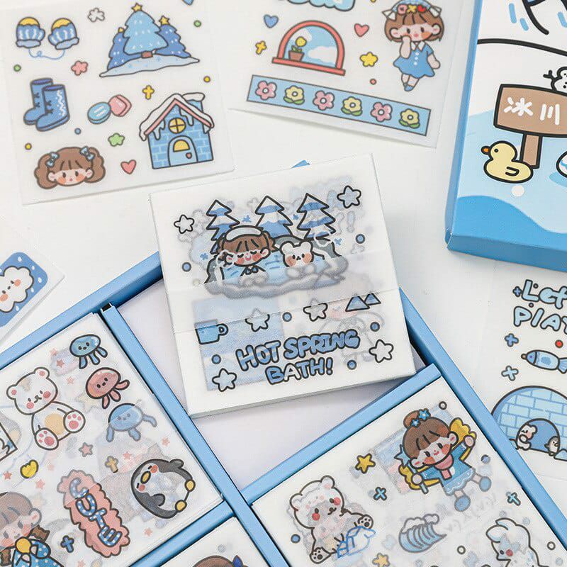 Stiker Aesthetic 1 Lembar | Sticker Polar World | DIY  Untuk Deco Scrapbook Diary Tumbler Botol Viral Lucu