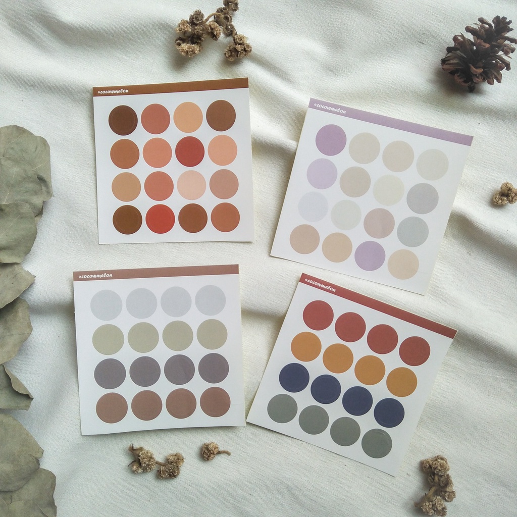 Stiker Bulat Polos Warna Warni / Sticker Kiss Cut / Dot Round Sticker / Sticker Deco