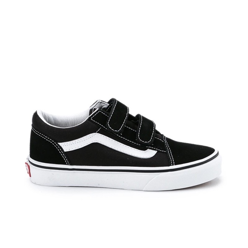 Vans Kids Old Skool Velcro Black White Sepatu Anak Original