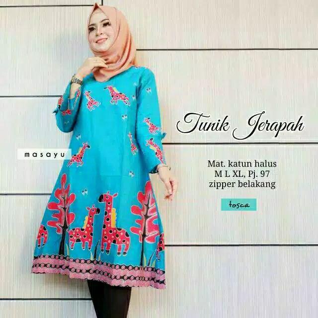 Batik Remaja Tunik Serut Kembang Hitam Warna Tersedia Ukuran S-jumbo 3xl