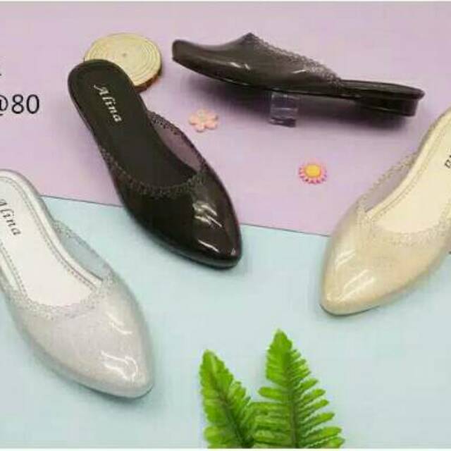 Sepatu Selop Alina 926 Jelly Transparan / Sepatu Selop Renda Wanita / Alina Sepatu Wanita IMPORT