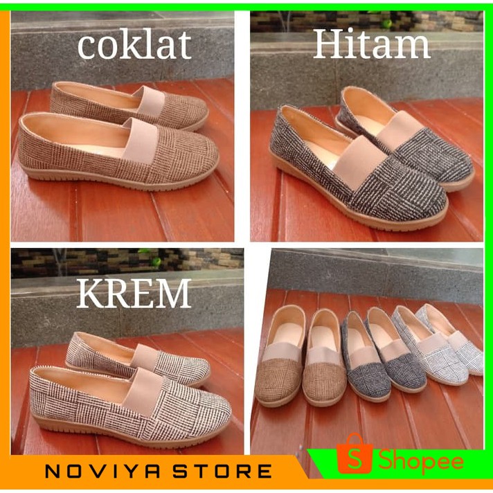 Vahn SUKI Sepatu Flat Shoes Kerja Wanita Casual Santai Hitam Abu FMD05