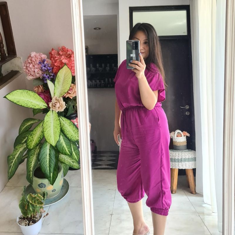 Setelan One set Alicia jogger polos Wanita-Magenta