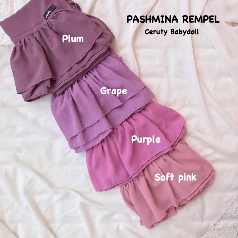 PASHMINA REMPEL CERUTY INSTAN TALI KARET / PASMINA INSTAN BABYDOLL KRIWIL LANGSUNG SLUP TANPA PENITI