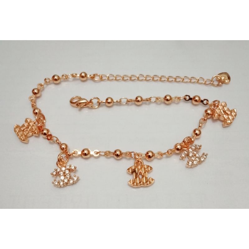 NK841. Gelang xuping wanita lapis emas dgn mata zircon ukuran 18-23 cm model channel