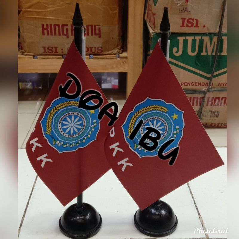 

best seller bendera logo bendera meja PKK+tiang kayu meja