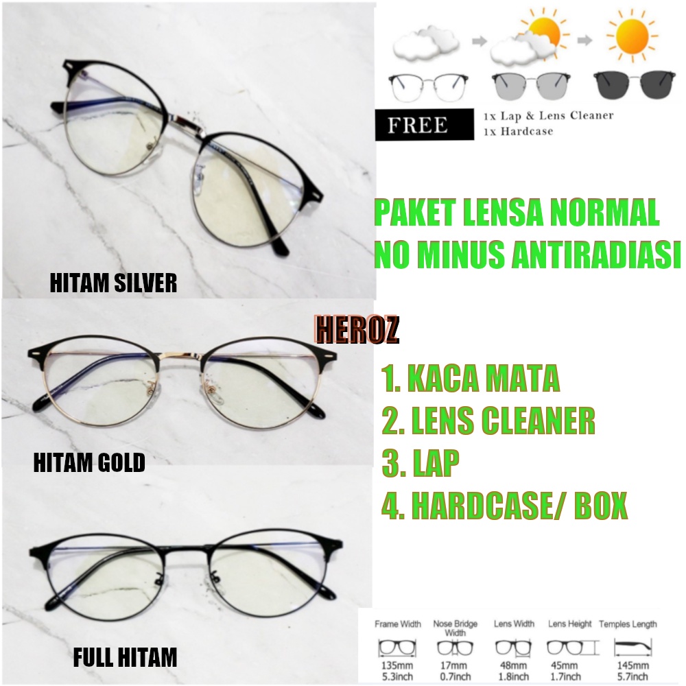 Heroz &gt;&gt;&gt; Kacamata Photcromic/ Photogrey Paket Lensa Normal No Minus Antiradiasi Matahari Original