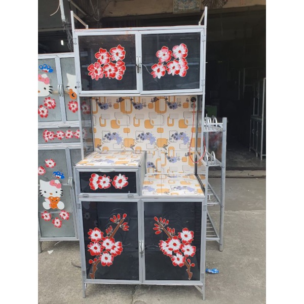 Lemari Rak Piring Kaca Aluminium 2 Pintu MC