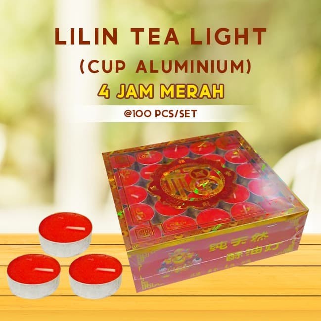 Lilin Tea Light (Tealight) Stearin 4 Jam @100 pcs/set Merah