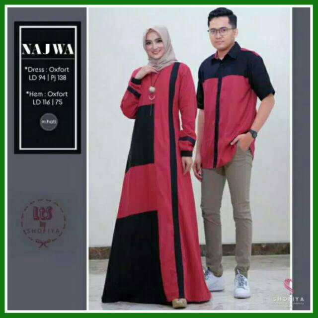 Gamis Couple Murah - Gamis Couple Mewah Tapi Kalem - Alwa Couple Ori Najwa Warna Navy Series