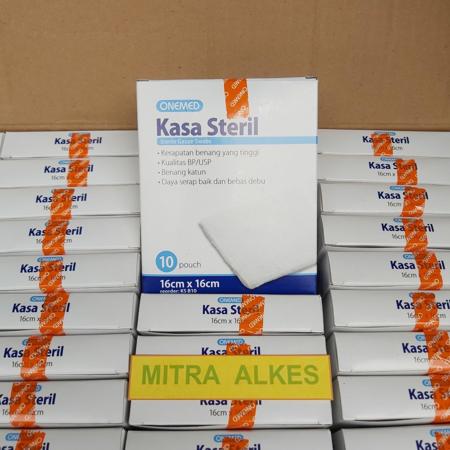 Kasa Steril OneMed 16x16cm. Kasa sterile One Med 16 x 16 cm. K Kasa Lipat Steril. Sterile Gauze Swab