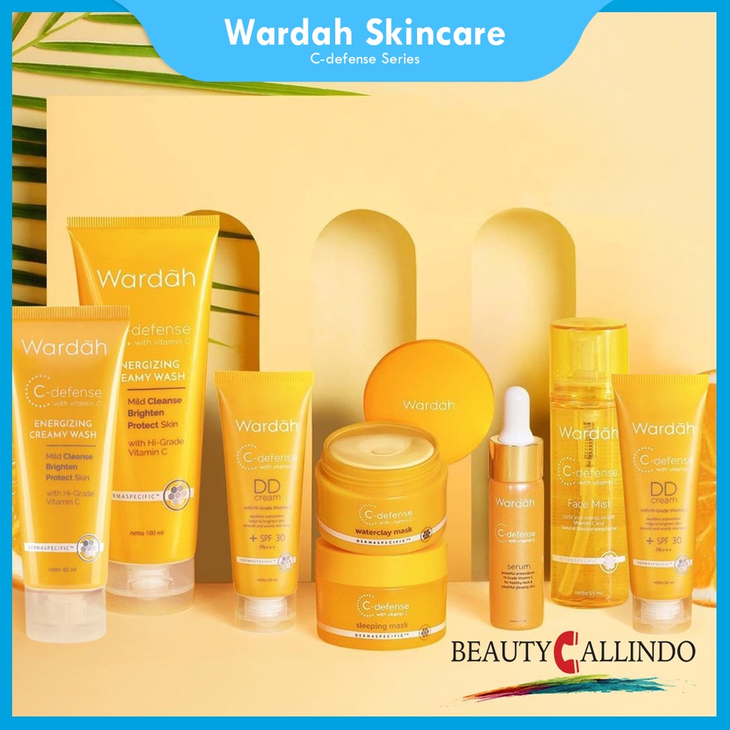 Wardah C Defense Series Lengkap Perawatan Wajah Vitamin C : Face Wash - Face Mist - Moisturaizer Pelembab - Serum