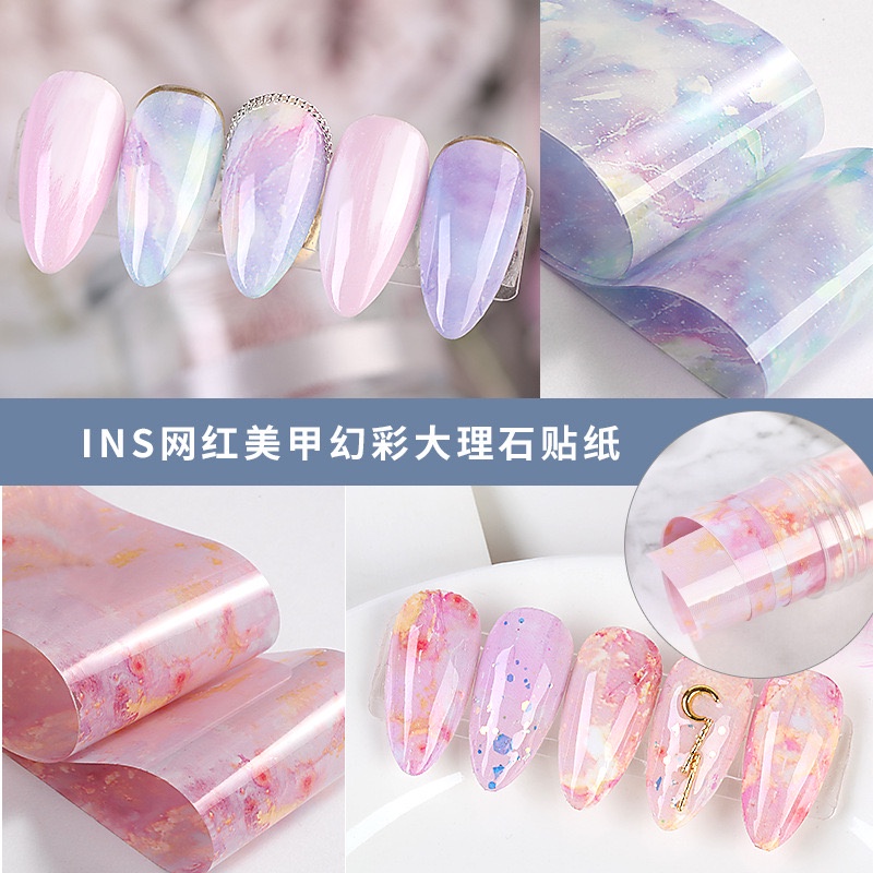 【 COD 】Aurora Broken Glass Foils Nail Foil Decoration / Transfer Foil Aurora Sticker Nail Art / Glass Foil