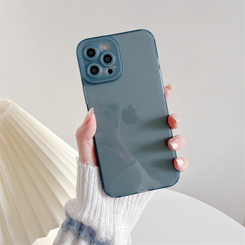 Soft Case iPhone Aesthetic Transparant Case IPHONE X/Xs/XR/11/11Pro/12/12ProMax BIRU