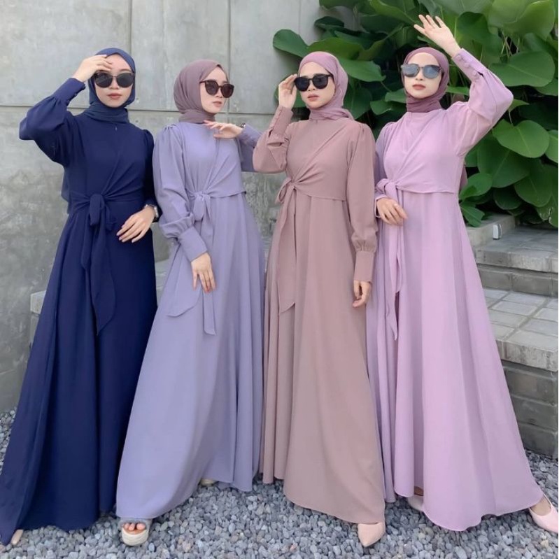 Gamis Zara Dress Crinkle simple elegan Murah Terbaru Maxi