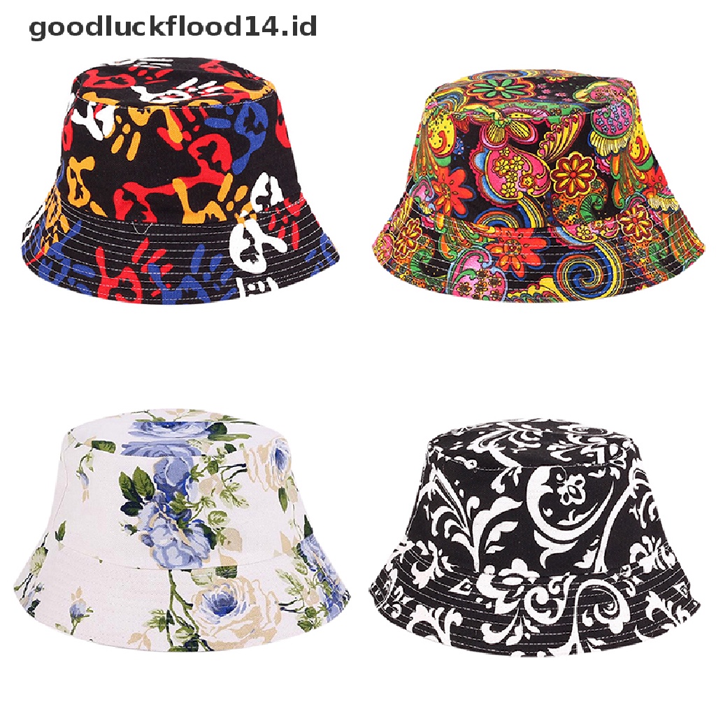 Topi Bucket Matahari Motif Bunga Untuk Pria Dan Wanita