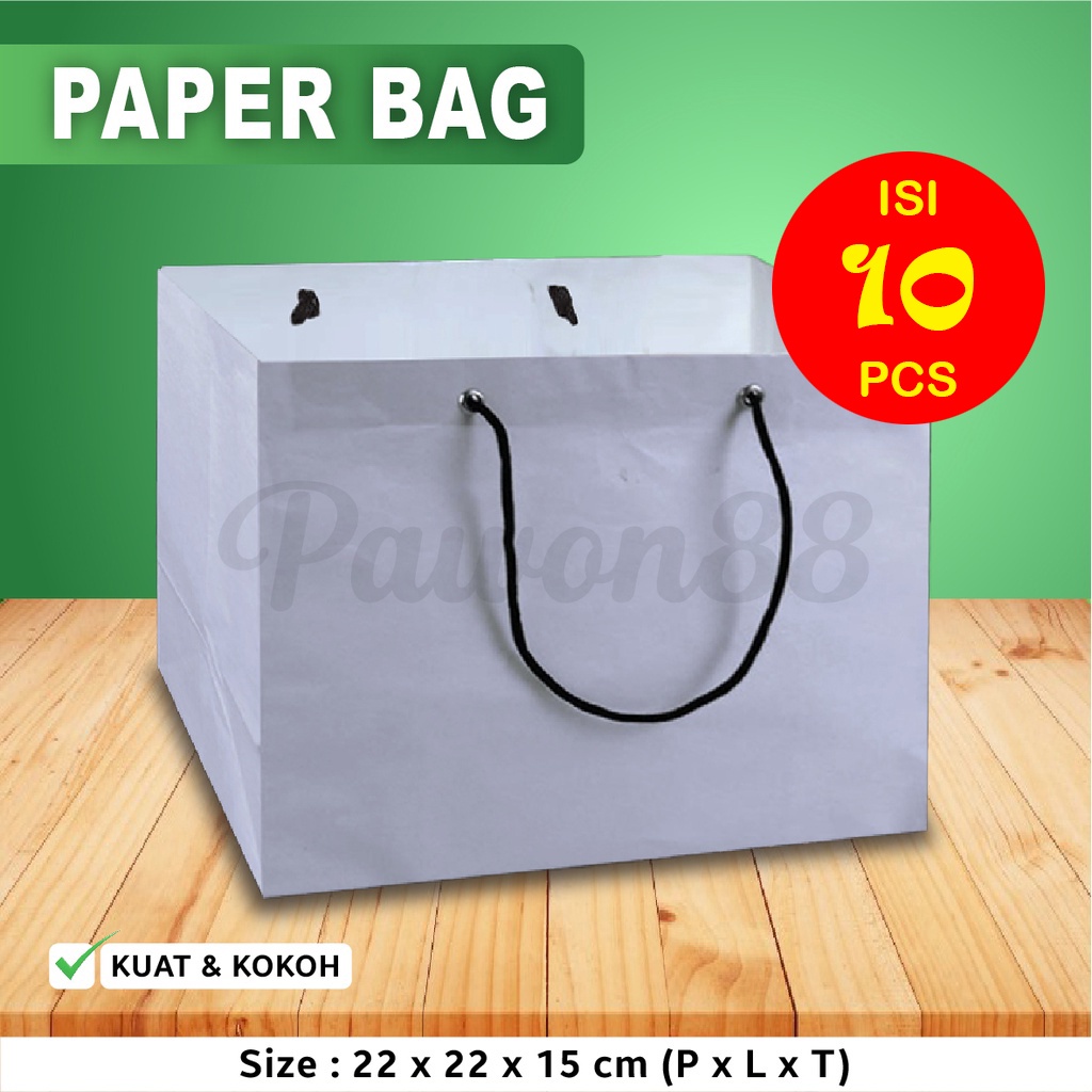 

Paper Bag Polos - Paper Bag 22x22x15cm - PUTIH (10 PCS)