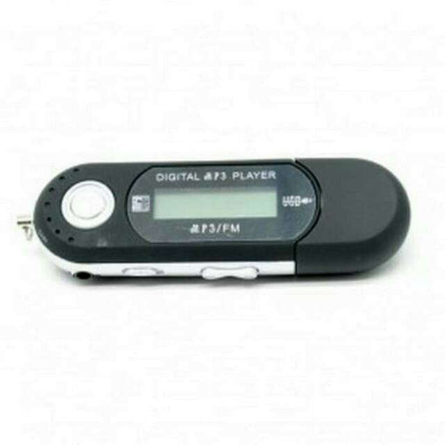USB MP3 Player LCD Display FM Radio TF Slot - Black