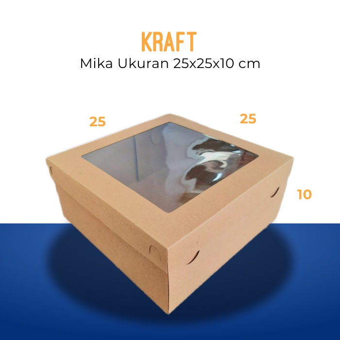 

Kotak Kraft Mika ( 25 x 25 x 10 cm ) Kardus Box Dus Kue Cake Tart