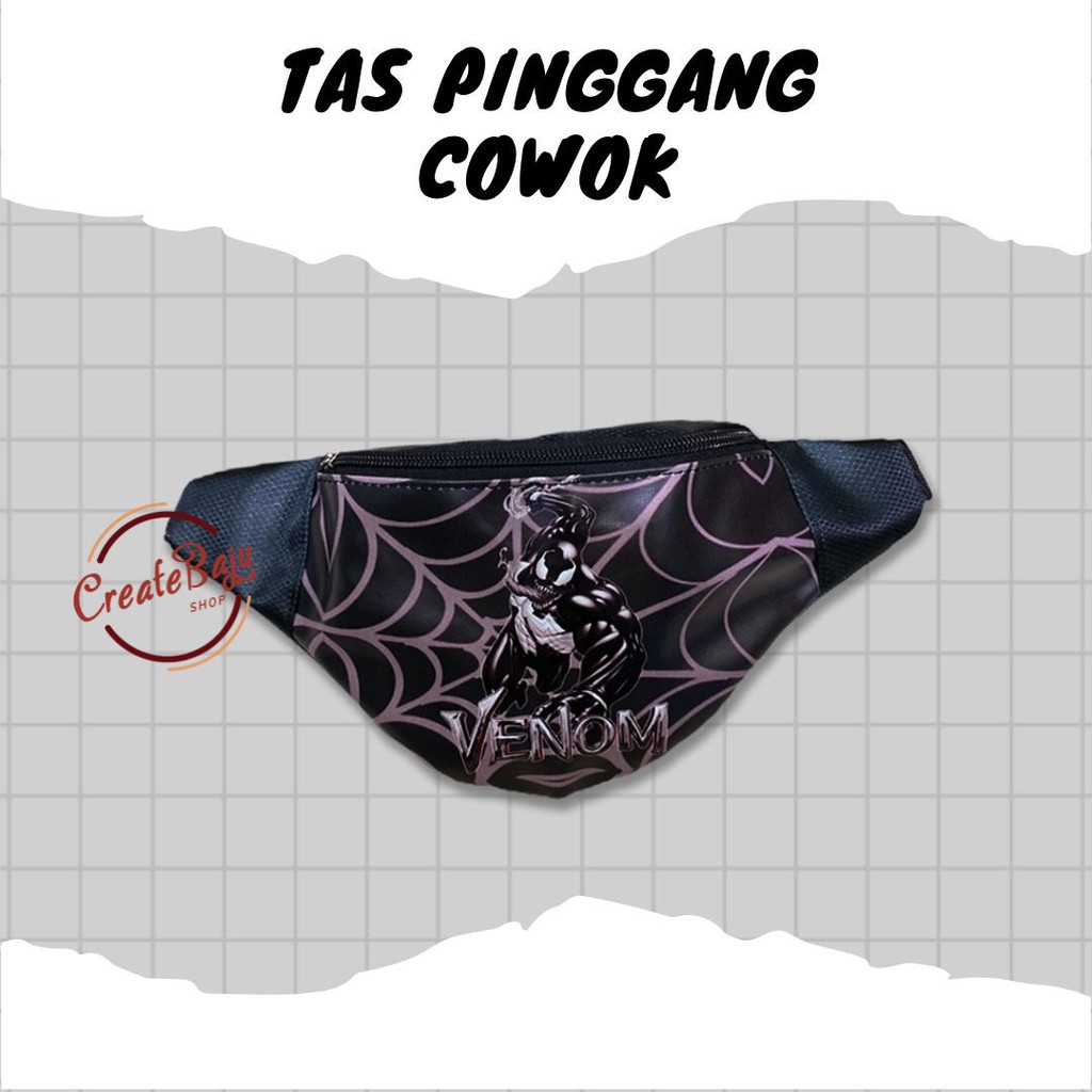 TAS PINGGANG ANAK MURAH SUPERHERO WARNA HITAM HULUK ROBOT VENOM WAIST BAG ANAK TERMURAH