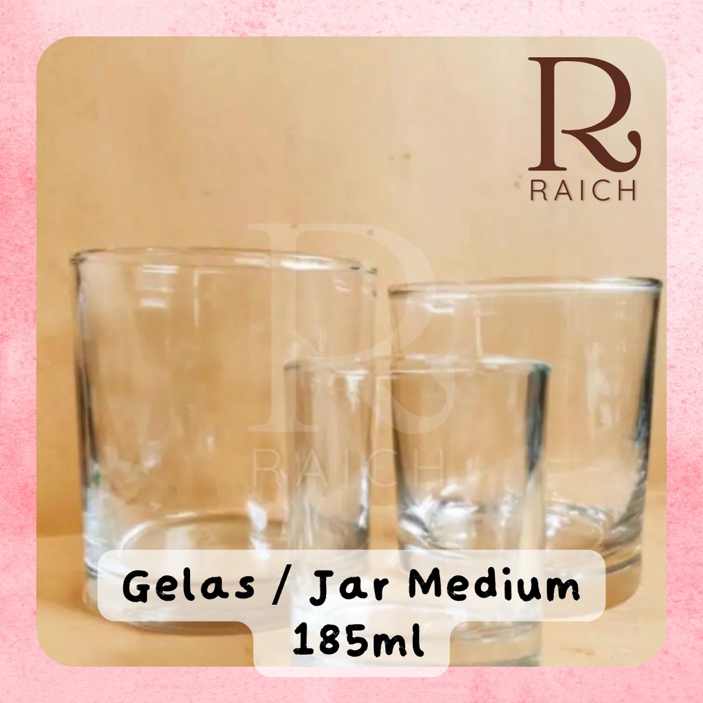 MEDIUM Gelas Jar Wadah Kaca untuk Lilin / Candle Jar Palm Wax Bee Soy 185 ML Sedang