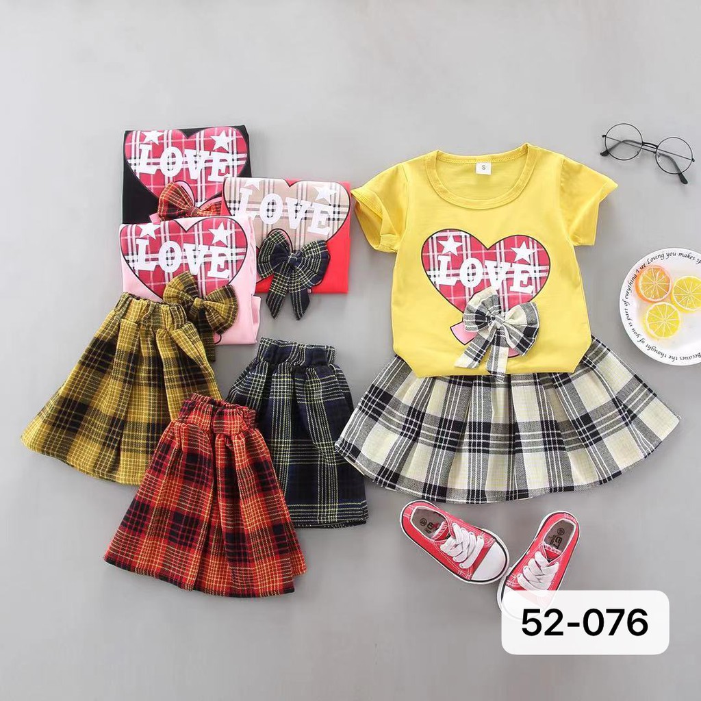 setelan Baju anak perempuan celana rok + kaos katun premium set anak cewek import PT LOVE STLNG06