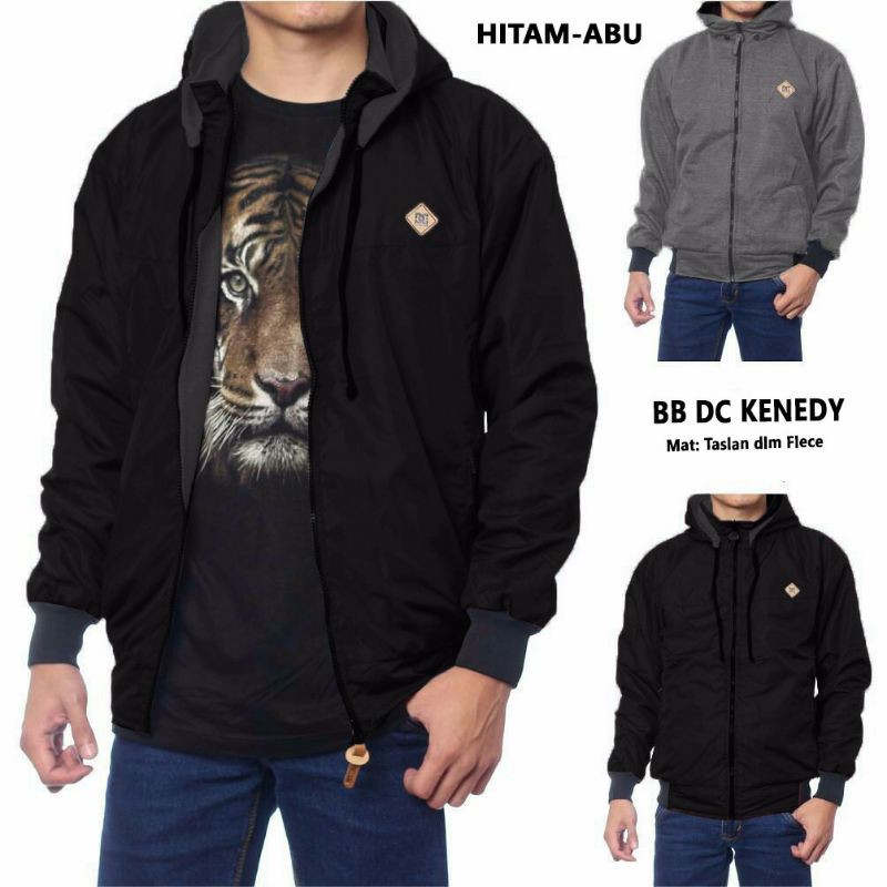 JAKET TASLAN TEBAL JAKET PRIA WANITA JAKET BOLAK BALIK JAKET PARASUT BOMBER HITAM POLOS