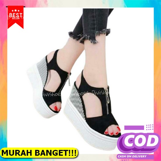 Wedges Cewek Wedjes Pesta Weges Kondangan Wejes Casual Terbaru Af Ap554 Fadila Sdw325 - 38 Abbushoes