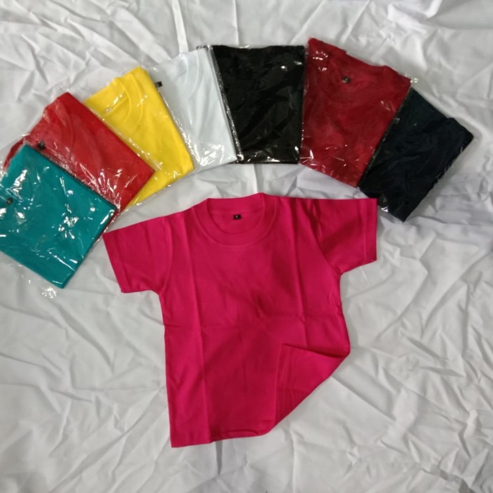 Miliki kaos polos anak Baju polos anak kaos anak - S, Putih Diskon