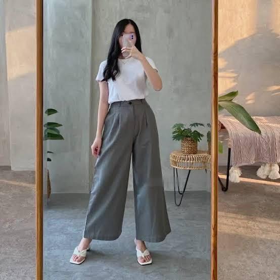 KULOT KANCING DEPAN CELANA KULOT KANCING DEPAN HIGWAIST /CELANA PANJANG WANITA KEKINIAN TER HIST
