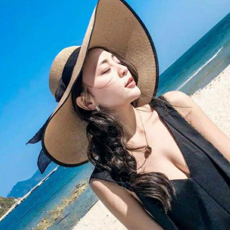 Pusat Obral Topi pantai lebar list hitam PL3 / Topi pantai lebar / Topi pantai dewasa