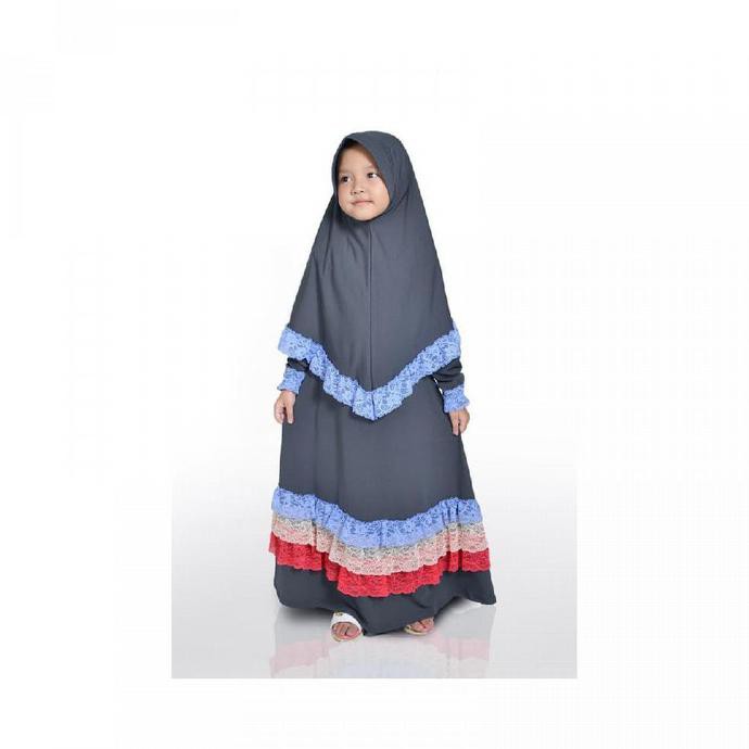 Pakaian wanita muslim dress Baju Muslim gamis anak perempuan warna abu