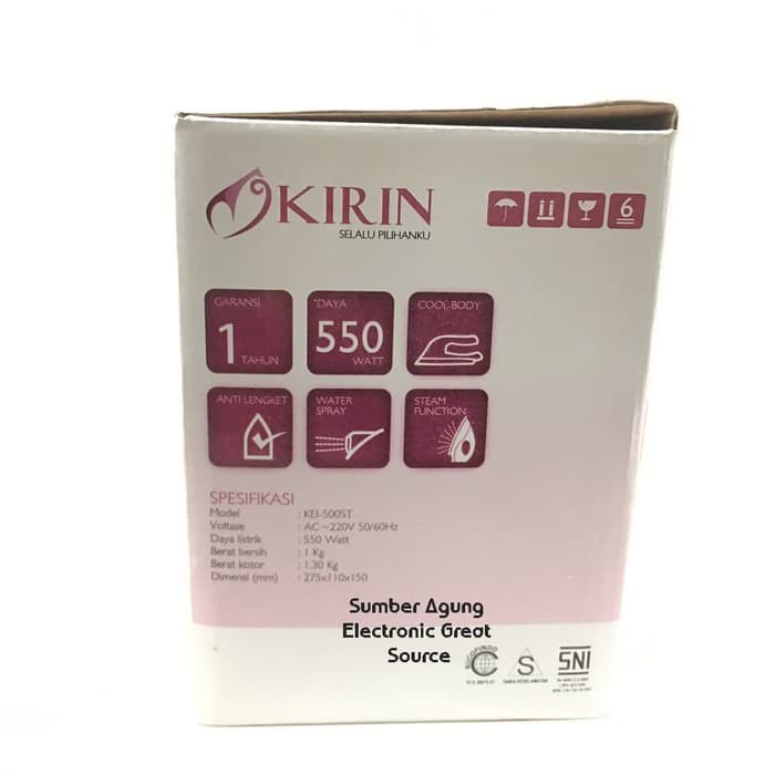 Kirin KEI500ST KEI500 500 Setrika Listrik Seterika Anti Lengket Electr