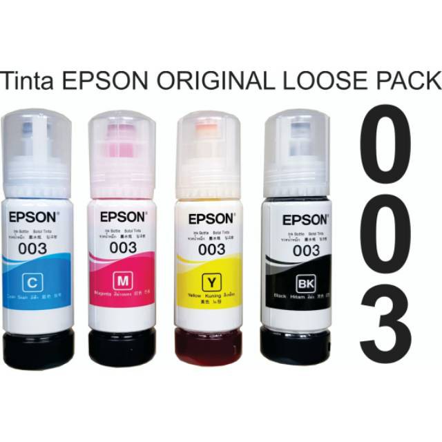 Tinta Epson 003 T003 T-003 Original Hitam Biru Merah Kuning L1110 L1210 L3110 L3210 L3150 L3250 L5190 L5290