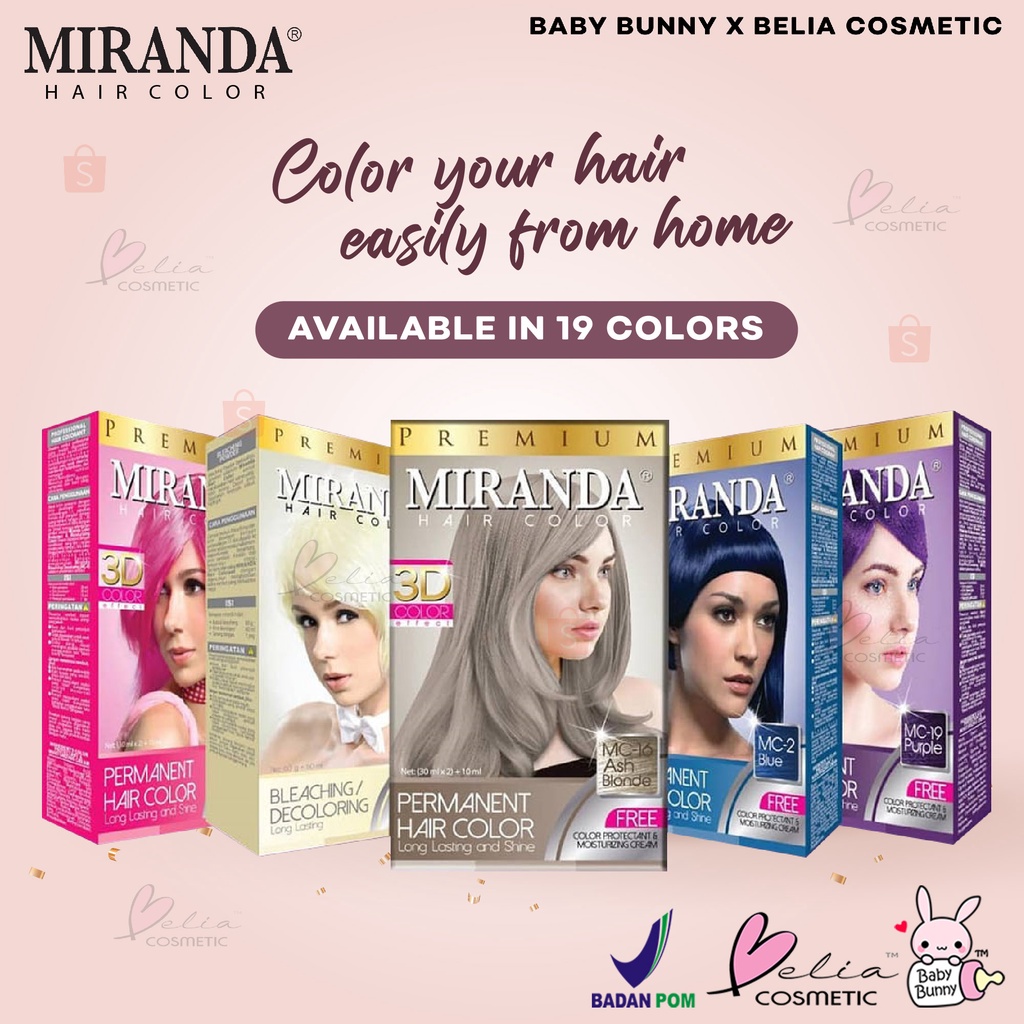 ❤ BELIA ❤  MIRANDA Premium Hair Color Cream 30mL + Peroxide 30mL | Semir Cat rambut | BABY BUNNY