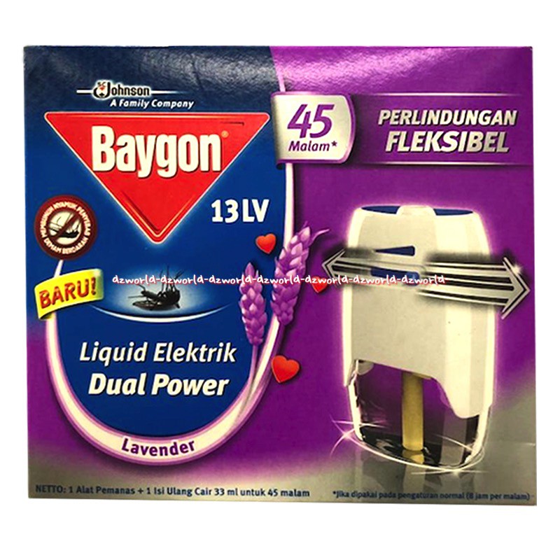 Baygon Liquid Elektrik Dual Power Lavender 45malam Anti Nyamuk Elektik Obat Nyamuk Listrik Colokan 45 malam 45Hari Baygon Baigon Model Geser