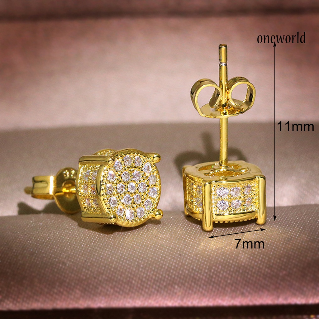 OW# Stud Earrings Glossy All-match Eye-catching Four Claws Earring Ear Studs for Daily Wear