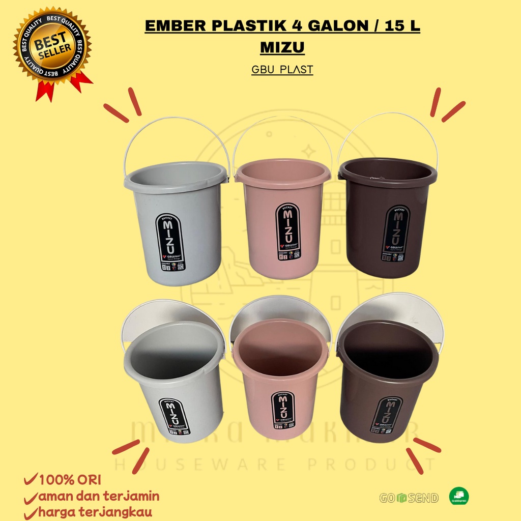 NEW!! EMBER PLASTIK 4 GALON / MIZU BUCKET WATER / EMBER 15L GBU